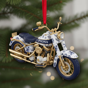 Motorcycle Toile de Jouy Christmas Ornament Personalized Gifts for Bikers 05PGLU061025 - Ornament - GoDuckee