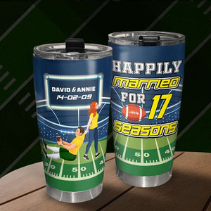Personalized Gifts For American Football Couple 20oz Tumbler Happily Married 02TOLU110125PA - Tumbler Cup - GoDuckee