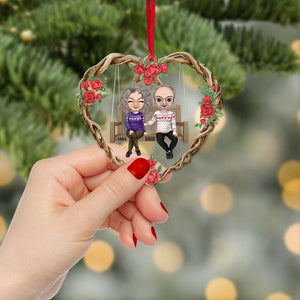 Gift For Couple, Personalized Ornament, Couple Wreath Custom Ornament, Christmas Gift - Ornament - GoDuckee