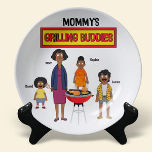 Personalized Gifts For Mom Ceramic Round Plate 04ohtn150325hg Mommy's Grilling Buddies - Ceramic Round Plate - GoDuckee