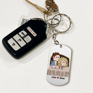 Romantic Couple, I Promise To Always Be By Your Side, Personalized Stainless Steel Engraved Keychain, Couple Gift - Keychains - GoDuckee