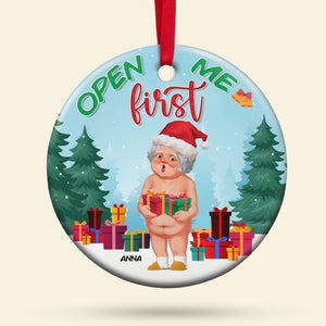 Set Of 2 Personalized Ornaments For Couple, Open Me First, Naughty Old Couple, Christmas Gift, Anniversary Gift Ideas - Ornament - GoDuckee