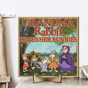Personalized Gifts For Grandma Wood Sign Grandma Rabbit Loves Her Bunnies 01HTHN020224 - Wood Signs - GoDuckee