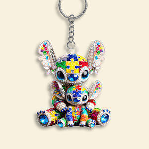 Personalized Gift For Autism Mom Acrylic Keychain Mama Bear Holding Her Little One 04TGMH190325 - Keychains - GoDuckee