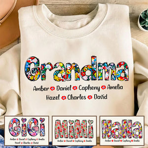 Personalized Gifts For Grandma Shirt, Vibrant Blooming Grandkids 01ACDT290325 - Shirts - GoDuckee