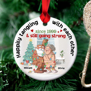 Happily Tangling With Each Other And Still Going Strong, Personalized Ornament For Old Couples, Couple Gift - Ornament - GoDuckee
