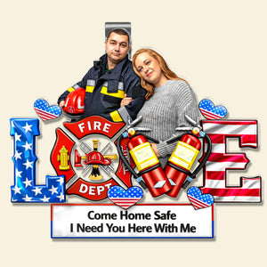 Firefighter Couple Car Visor Clip - Personalized Custom Photo Gift For Couples 04HUQN290126 - Car Visor Clip - GoDuckee