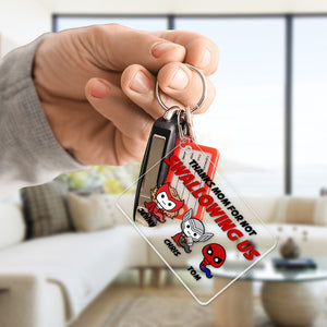 Mom, Thanks Mom For Not Swallowing Us, Personalized Keychain, Gifts For Mom, 02ohpo210723tm - Keychains - GoDuckee