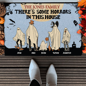 There's Some Horrors In This House, Gift For Family, Personalized Doormat, Ghost Family Dootmat, Halloween Gift - Doormat - GoDuckee