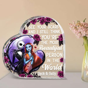 You're The Most Beautiful Person In The World-Personalized Heart Shaped Acrylic Plaque-Couple Gift-06kaqn131223 - Decorative Plaques - GoDuckee