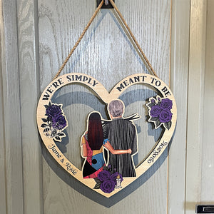 We're Simply Meant To Be Personalized Halloween Couple Wood Sign Gift For Couple - Wood Sign - GoDuckee
