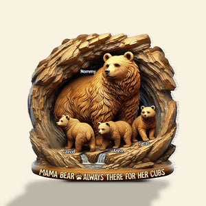 Personalized Gifts For Mom Plaque Mother's Day Bear Mom And Kids 02TGTN250325 - Shaped Plaques - GoDuckee