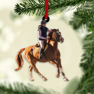 Personalized Custom Photo Ornament, Christmas Gift For Horse Riding Lover - Ornament - GoDuckee
