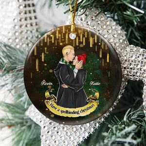 Have A Spellbinding Christmas 05HUDT301023TM Personalized Ornament, Kissing Couple Gifts - Ornament - GoDuckee