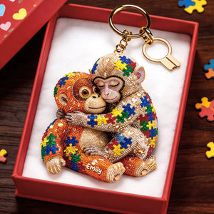 Autism Monkey Punch Keychain - Personalized Gift For Autism Mom 05naqn140326 - Keychains - GoDuckee