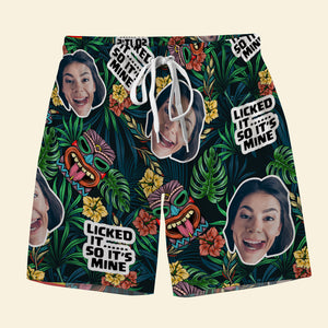 Couple Licked It So It's Mine Personalized Couple Beach Shorts - Beach Shorts - GoDuckee