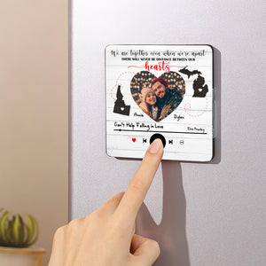 Custom Music & Photo For Couple Music Fridge Magnet Long Distance 04XQLU271224 - Fridge Magnet - GoDuckee