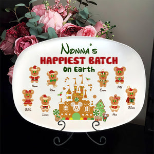 Nonna's Happiest Batch, Cute Gingerbreadman, Personalized 05HTDT091123 Resin Plate, Christmas Gift For Family - Resin Plate - GoDuckee