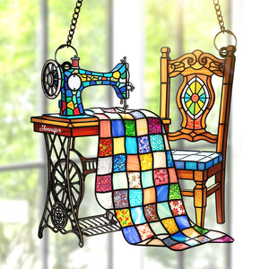 Vintage Sewing Machine Suncatcher Ornament – Personalized Gifts For Sewing Lovers 01ohqn240725 - Ornament - GoDuckee