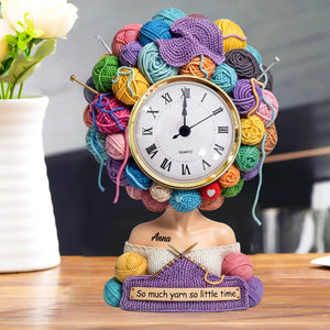 Yarn Head Girl Desk Clock - Personalized Gifts For Knitter & Crocheter 04QHTN030625 - Clock Plaques - GoDuckee