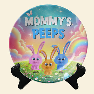 Personalized Gifts For Grandma Round Plate, Bunny Peeps 03TGMH140325 - Ceramic Round Plate - GoDuckee