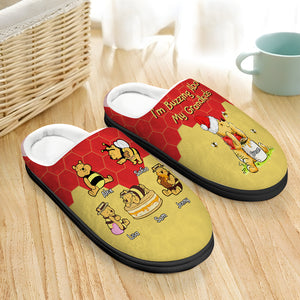 Personalized Gifts For Grandma Home Slippers Bear Grandkids 01KAMH071124 - Shoes - GoDuckee