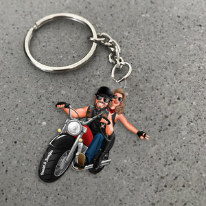 Personalized Biker Couple Keychain Riding Couple - Keychains - GoDuckee