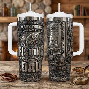 Bold Fishing Dad 40oz Tumbler With Handle, Personalized Gifts For Fishing Dad 05qhtn280426 - Tumbler Cup - GoDuckee