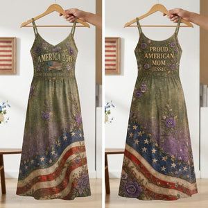 Proud American Mom - Celebrated America 250th Anniversary Suspender Maxi Dress - Personalized Gifts For Moms 04toqn070426 - Dress - GoDuckee