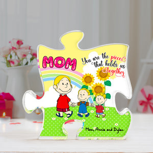 Personalized Gifts For Mom Shaped Acrylic Plaque Mom & Little Ones Holding Hand 02XQLU200125HH - Shaped Plaques - GoDuckee