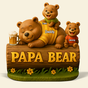 Papa Bear Plaque - Personalized Gifts For Dad 03topu030525 - Shaped Plaques - GoDuckee