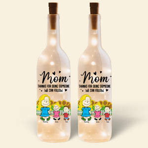 Personalized Gifts For Mom Bottle Lamp 05totn210225hh Mom Thanks For Being Someone We Can Follow - Bottle Lamp - GoDuckee