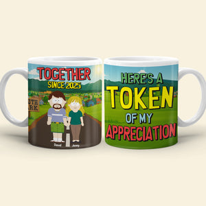 Cartoon Couple Mug - Personalized Gifts For Couple 04totn310525hg - Coffee Mug - GoDuckee