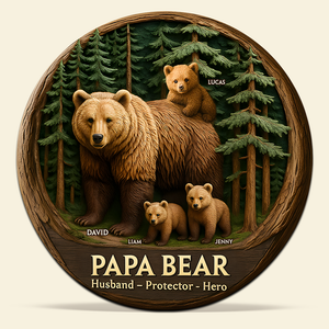 Papa Bear Plaque - Personalized Gifts For Dad 04qhpu140525 - Shaped Plaques - GoDuckee