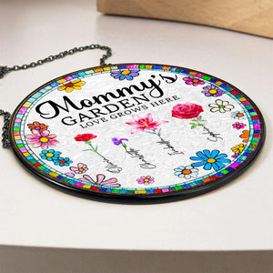 Personalized Gifts For Mom Stained Glass Mommy's Garden Love Grows Here 02ACDT220325 - Ornament - GoDuckee