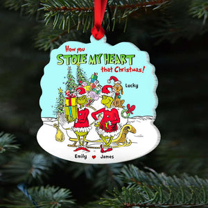 How You Stole My Heart That Christmas, Couple Gift, Personalized Acrylic Ornament, Green Monster Couple Ornament, Christmas Gift 05HTHN260923 - Ornament - GoDuckee