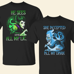 Personalized Gifts For Couple Shirts He Sees All My Light He Accepted All My Dark - Shirts - GoDuckee