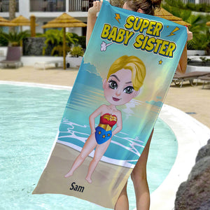 Super Baby Sister Personalized Beach Towel 03OHTN190723PA - Beach Towel - GoDuckee