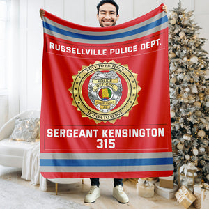 Police Blanket With Department Logo - Custom Police Station Patches With Name, Number Tag Gifts For Police Officer & Law Enforcement - Blanket - GoDuckee