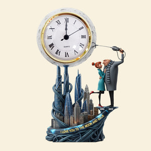 Moon Couple Desk Clock Plaque - Personalized Gifts For Couple 02tgtn050625 - Clock Plaques - GoDuckee
