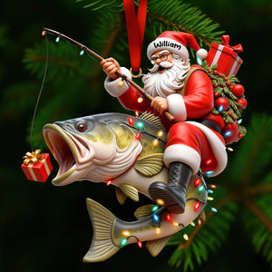 Badass Fishing Santa Acrylic Ornament, Personalized Gifts For Fishing Lovers 02qhqn311025 - Ornament - GoDuckee