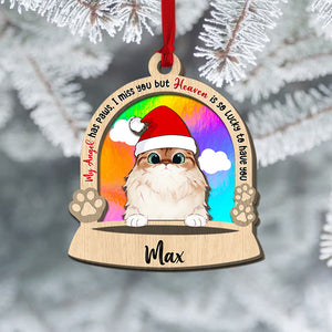 I Miss You But Heaven Is So Lucky To Have You, Personalized Wood Ornament, Gifts For Cat Lovers, Christmas Gifts - Ornament - GoDuckee