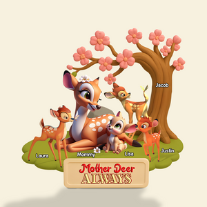 Mother Deer Plaque - Personalized Gifts For Mom 02ohpu040425 - Shaped Plaques - GoDuckee