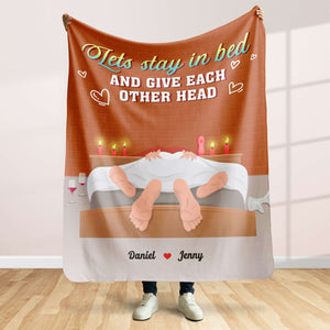 Lets Stay In Bed, Couple Gift, Personalized Blanket, Naughty Couple Blanket - Blanket - GoDuckee