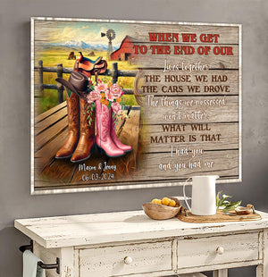 Personalized Gift For Cowboy Couple Wall Art, Cowboy Boots On Western Farm Canvas 03QHMH131224 - Poster & Canvas - GoDuckee