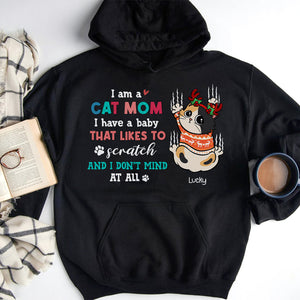 I'm A Cat Mom, Gift For Cat Lover, Personalized Shirt, Cat Scratching Christmas Shirt, Christmas Gift - Shirts - GoDuckee