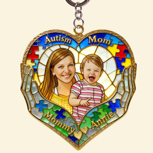 Custom Photo Loving Autism Mom Keychain, Personalized Gifts For Autism Mom 02QHTN010426 - Keychains - GoDuckee