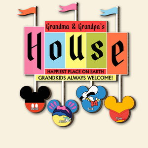 Personalized Gifts For Grandparents Wood Sign Happiest Place On Earth Grandkids Always Welcome 05QHTN240124 - Wood Signs - GoDuckee