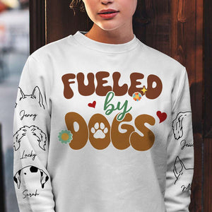 Dog Lover Fueled By Dogs Personalized Shirt, Gift For Dog Moms, Dog Dads - AOP Products - GoDuckee