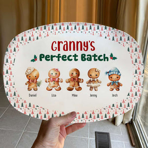Family's Perfect Batch, Gift For Family, Personalized Resin Plate, Gingerbread Kids Plate, Christmas Gift - Resin Plate - GoDuckee